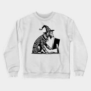 Punk Rock Goth Irish Wolfhound Dog on Computer Vintage Style Crewneck Sweatshirt